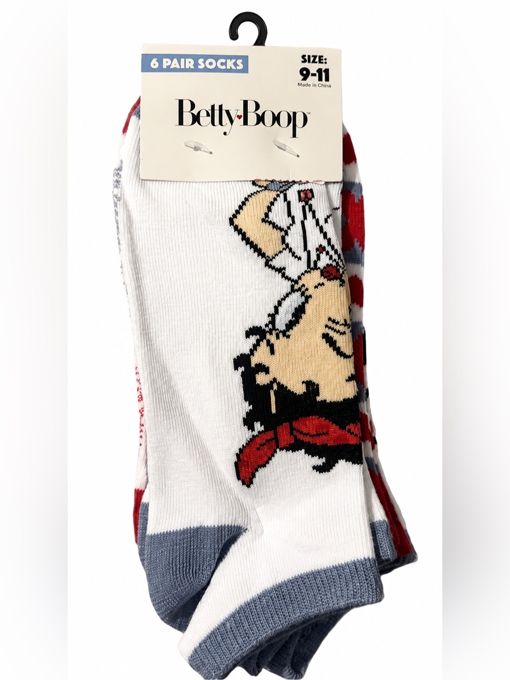 Betty Boop Ankle Socks [6 pairs, Size: 9-11]